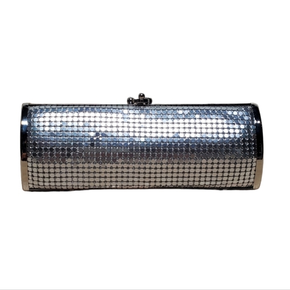 Jessica McClintock Silver Mesh Clutch Evening Purse - Picture 1 of 5